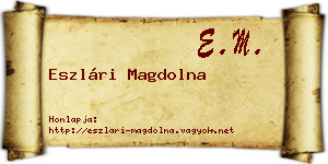 Eszlári Magdolna névjegykártya